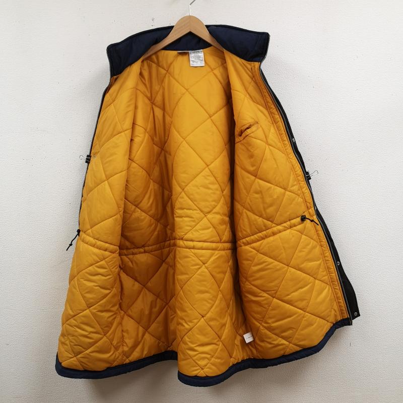 ナイキ NIKE コート ダウンコート 90s ビッグロゴ スウォッシュ 中綿 キルティング 内ポケット ロゴ刺繡 ナイロンジャケット ベンチコート L 紺 / ネイビー / navy メンズ USED 古着 中古 50165562