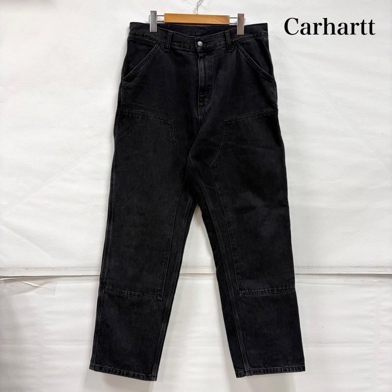 カーハート Carhartt パンツ デニム、ジーンズ ウォッシュ ブラック デニム ダブルニー ワークパンツ ヴィンテージ加工 32インチ ワンポイント X ロゴ、文字 黒 / ブラック / black メンズ USED 古着 中古 50165564