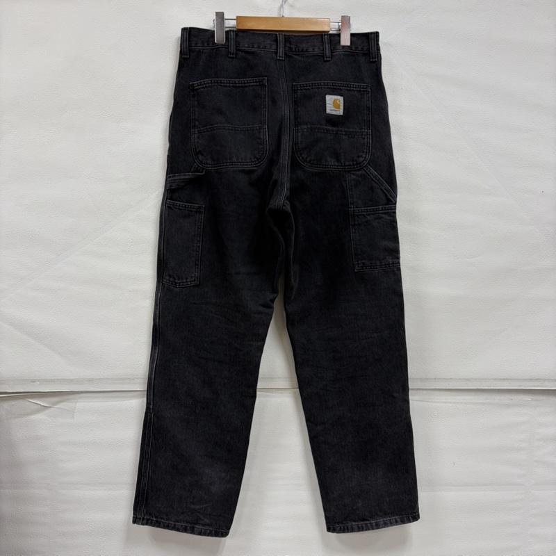カーハート Carhartt パンツ デニム、ジーンズ ウォッシュ ブラック デニム ダブルニー ワークパンツ ヴィンテージ加工 32インチ ワンポイント X ロゴ、文字 黒 / ブラック / black メンズ USED 古着 中古 50165564