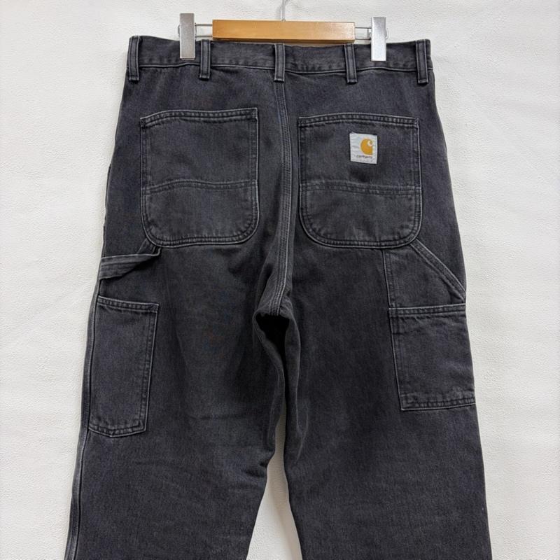 カーハート Carhartt パンツ デニム、ジーンズ ウォッシュ ブラック デニム ダブルニー ワークパンツ ヴィンテージ加工 32インチ ワンポイント X ロゴ、文字 黒 / ブラック / black メンズ USED 古着 中古 50165564