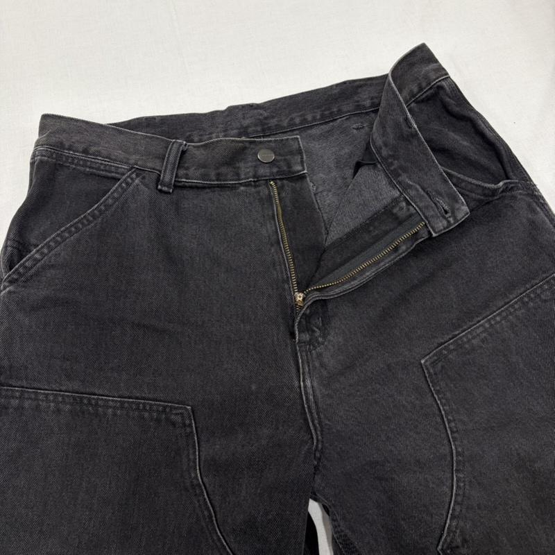 カーハート Carhartt パンツ デニム、ジーンズ ウォッシュ ブラック デニム ダブルニー ワークパンツ ヴィンテージ加工 32インチ ワンポイント X ロゴ、文字 黒 / ブラック / black メンズ USED 古着 中古 50165564