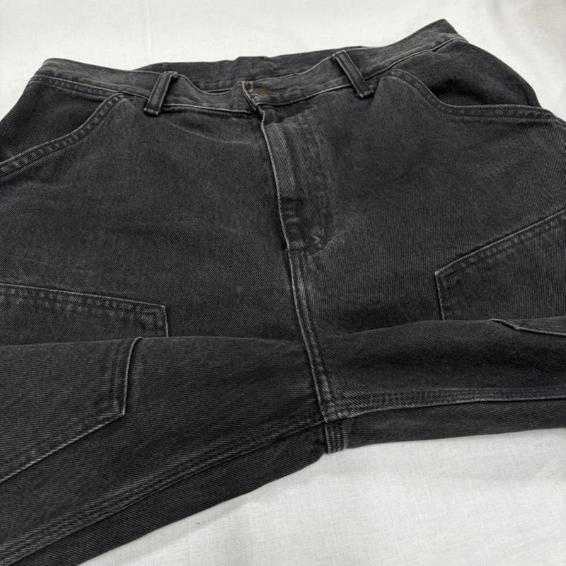 カーハート Carhartt パンツ デニム、ジーンズ ウォッシュ ブラック デニム ダブルニー ワークパンツ ヴィンテージ加工 32インチ ワンポイント X ロゴ、文字 黒 / ブラック / black メンズ USED 古着 中古 50165564