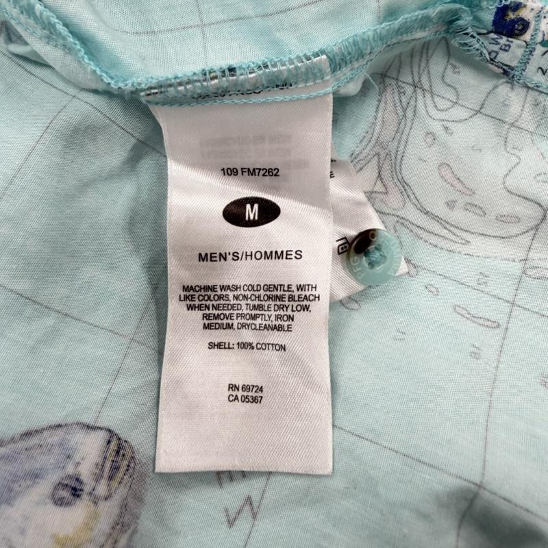 コロンビア Columbia シャツ、ブラウス 半袖 半袖 ロッジ ショート スリーブ シャツ 総柄 プリント 魚 フィッシュ L 総柄 X ロゴ、文字 X プリント 水色 / ライトブルー / メンズ USED 古着 中古 50165566