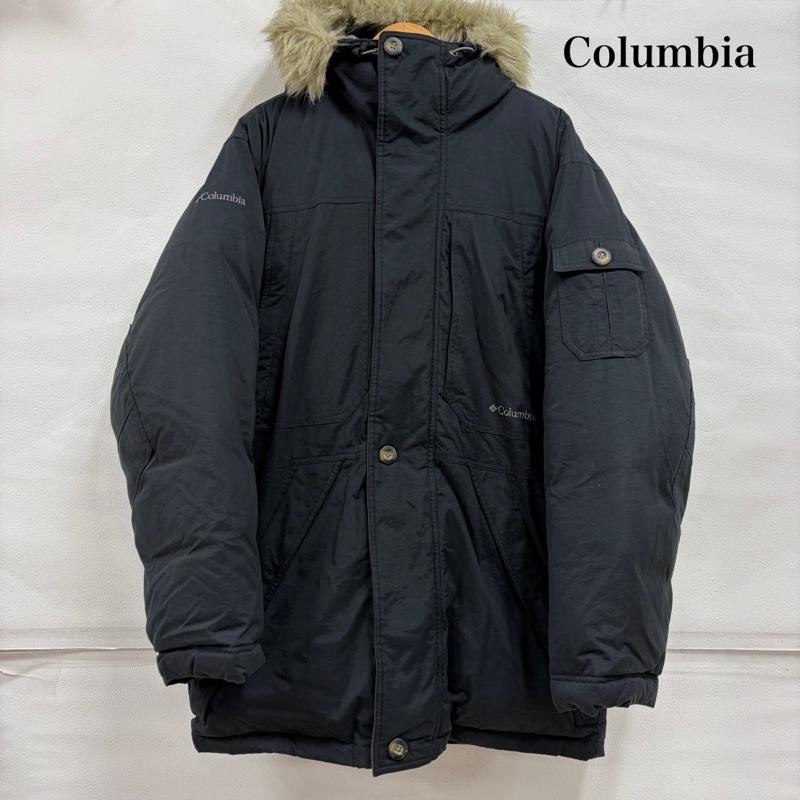 コロンビア Columbia ジャケット、上着 ダウンジャケット ダウンジャケット フード ファー 厚手 防寒 中綿 ジップアップ ロゴ 刺繍 アイスウインドパーカー F04 SM5075 S ワンポイント X ロゴ、文字 X 刺繍 黒 / ブラック / black メンズ USED 古着 中古 50165568