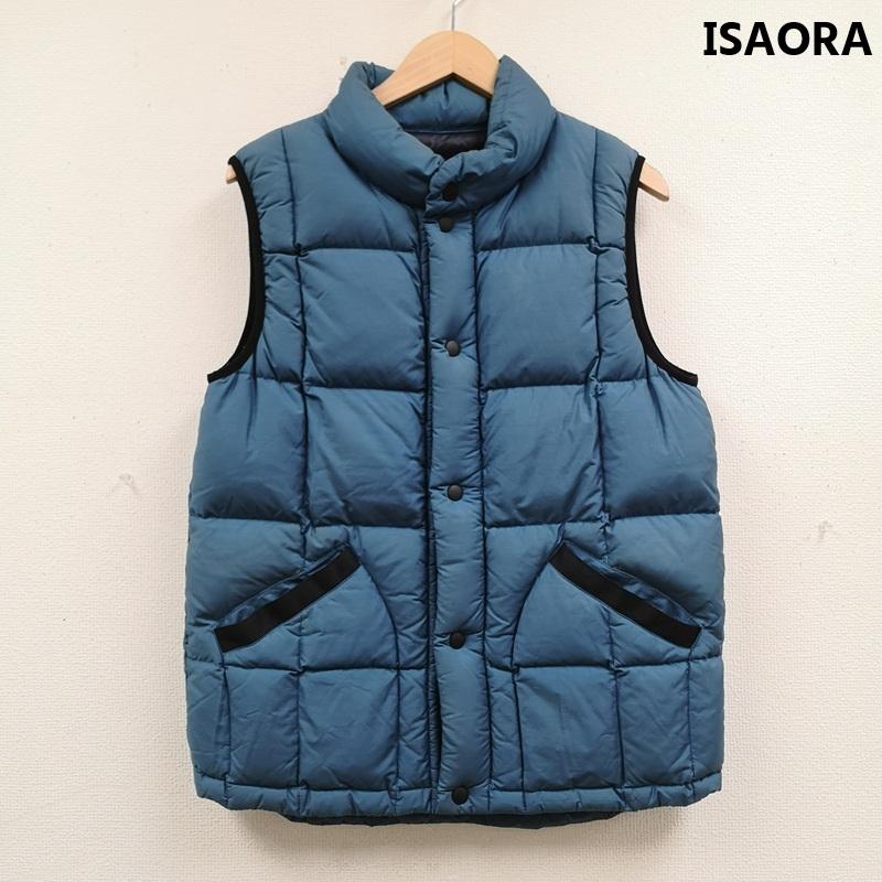 イサオラ ISAORA ベスト ベスト 格子状 スクエア型 キルティング スタンドカラー 立ち襟 パッカブル ダウンベスト S 青 / ブルー / blue メンズ USED 古着 中古 50165569