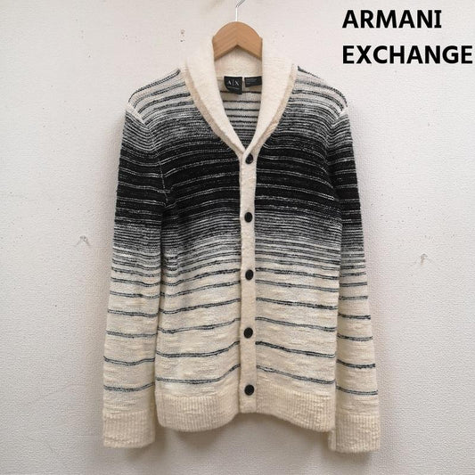 アルマーニエクスチェンジ ARMANI EXCHANGE カーディガン 長袖 ショールカラー へちま襟 グラデーション ボーダー 手編み風 カーディガン S 白 / ホワイト / white メンズ USED 古着 中古 50165571