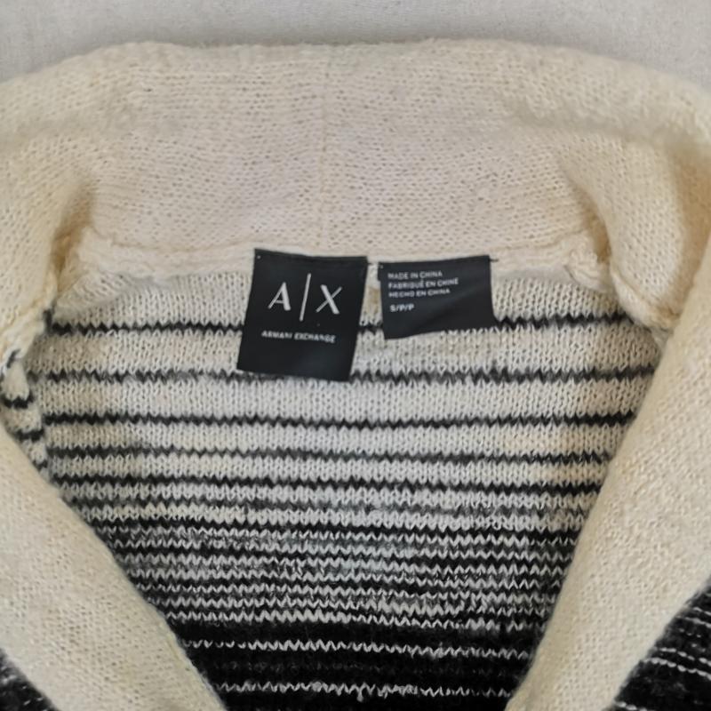 アルマーニエクスチェンジ ARMANI EXCHANGE カーディガン 長袖 ショールカラー へちま襟 グラデーション ボーダー 手編み風 カーディガン S 白 / ホワイト / white メンズ USED 古着 中古 50165571