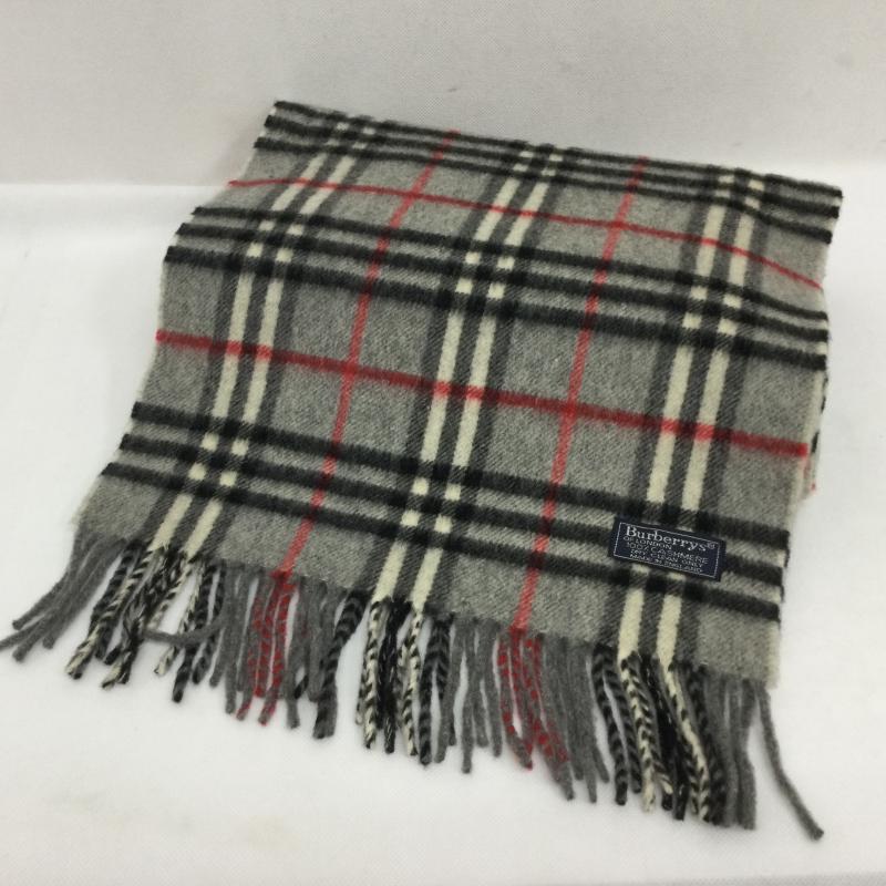 バーバリーズ BURBERRYS マフラー マフラー カシミア100％ ノバチェック マフラー イングランド製 - チェック 紺 / ネイビー / navy X 青 / ブルー / blue X 赤 / レッド / red メンズ USED 古着 中古 50165572