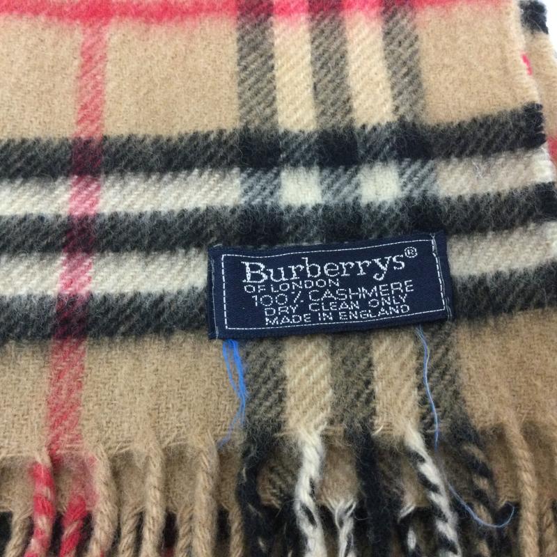 バーバリーズ BURBERRYS マフラー マフラー カシミア100％ ノバチェック マフラー イングランド製 - チェック キャメル / キャメル / X 黒 / ブラック / black X 白 / ホワイト / white X 赤 / レッド / red メンズ USED 古着 中古 50165573