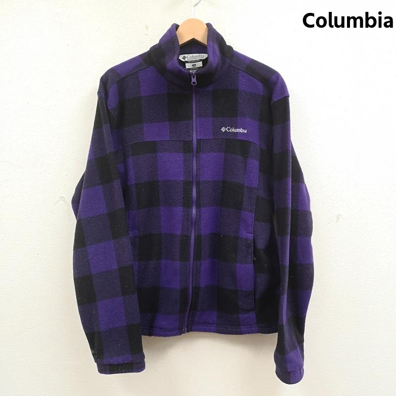 コロンビア Columbia ジャケット、上着 ジャンパー、ブルゾン ブロックチェック バッファローチェック フルジップ ロゴ刺繡 フリースジャケット 210PM6622 M 紫 / パープル / purple メンズ USED 古着 中古 50165578