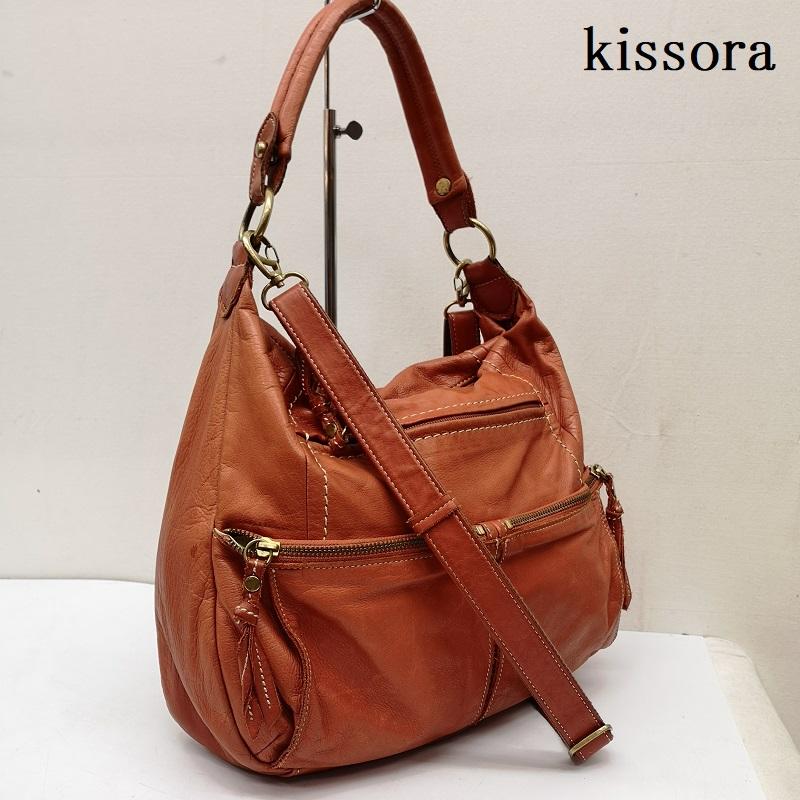 キソラ kissora ショルダーバッグ ショルダーバッグ 3way レザー トートバッグ ショルダーバッグ リュック - 赤 / レッド / red X 茶 / ブラウン / brown レディース USED 古着 中古 50165580
