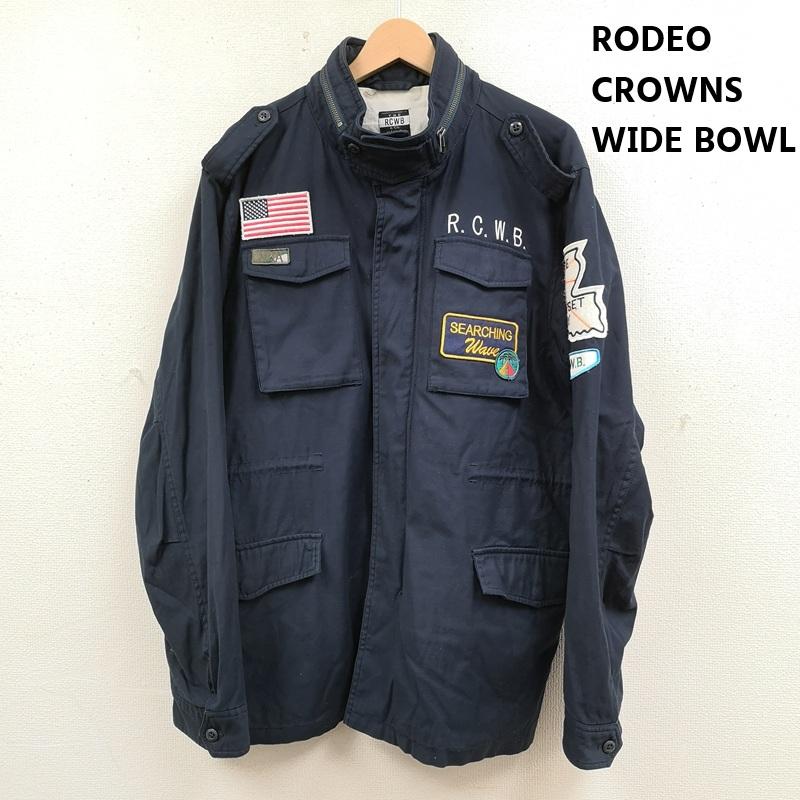 ロデオクラウンズワイドボウル RODEO CROWNS WIDE BOWL ジャケット、上着 ジャケット、ブレザー エポレット 星条旗 アメリカ国旗 パッチ ワッペン M-65 ミリタリージャケット 421AAW30-0870 XL 紺 / ネイビー / navy メンズ USED 古着 中古 50165581