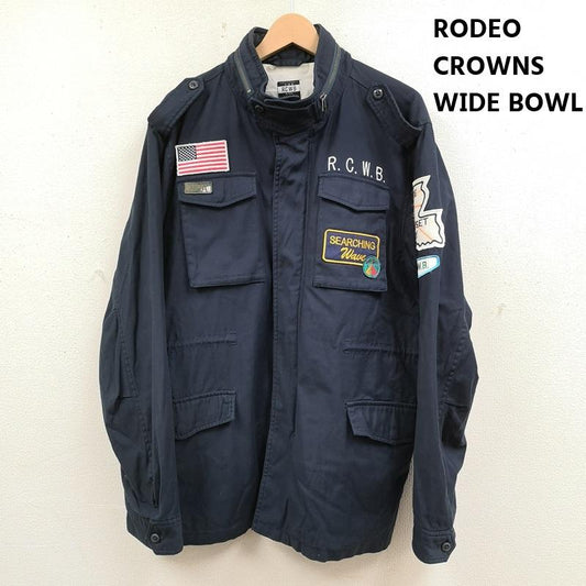 ロデオクラウンズワイドボウル RODEO CROWNS WIDE BOWL ジャケット、上着 ジャケット、ブレザー エポレット 星条旗 アメリカ国旗 パッチ ワッペン M-65 ミリタリージャケット 421AAW30-0870 XL 紺 / ネイビー / navy メンズ USED 古着 中古 50165581