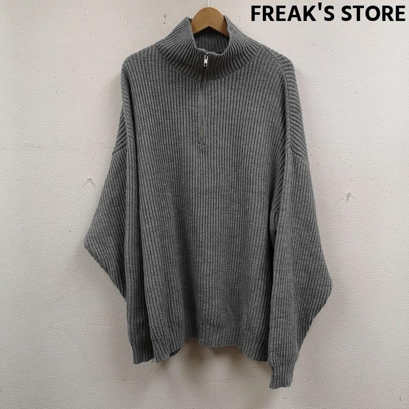フリークスストア FREAK S STORE ニット、セーター 長袖 畦編み ビッグシルエット ハーフジップ ニット セーター 1234248900031 L 灰 / グレー / gray メンズ USED 古着 中古 50165583