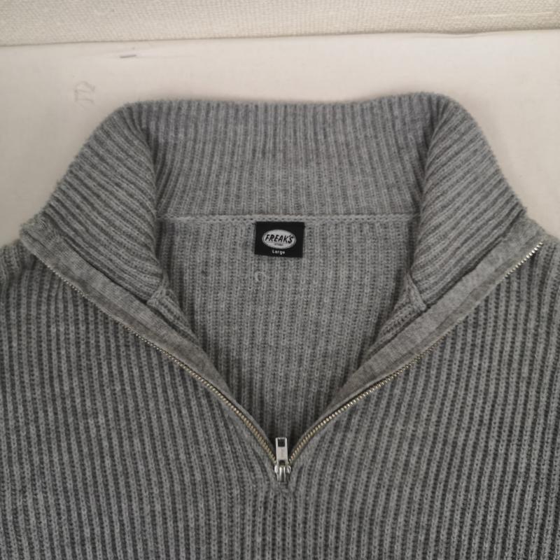 フリークスストア FREAK S STORE ニット、セーター 長袖 畦編み ビッグシルエット ハーフジップ ニット セーター 1234248900031 L 灰 / グレー / gray メンズ USED 古着 中古 50165583