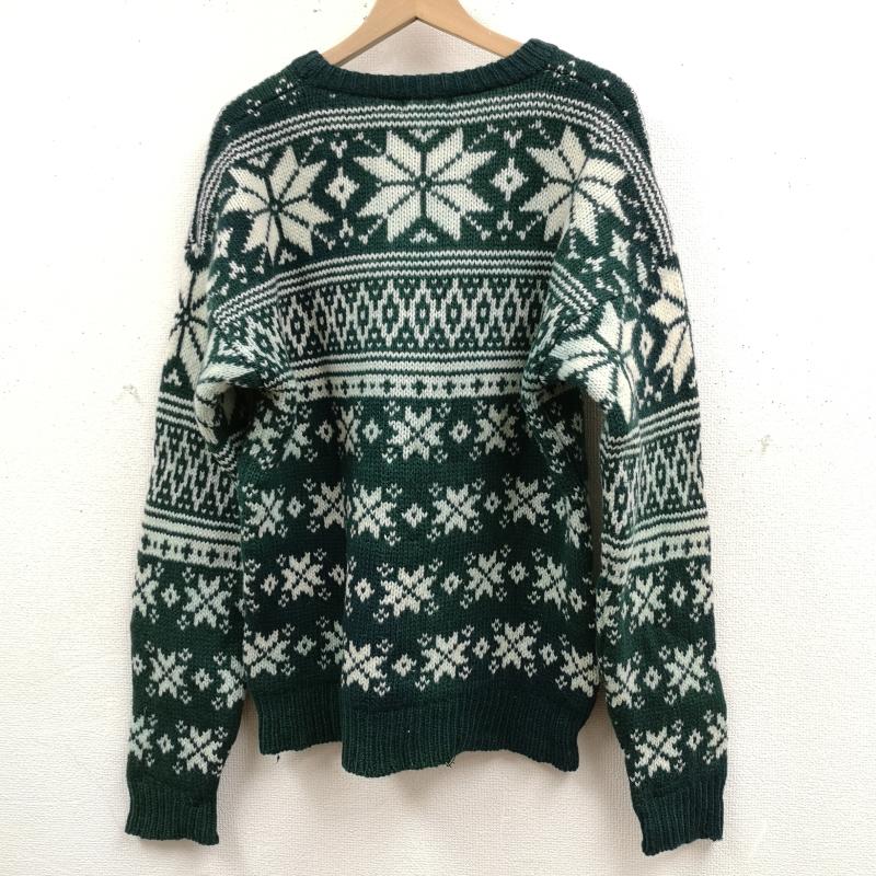 古着 USED ニット、セーター 長袖 IZOD 雪 フェアアイル ノルディック柄 ニット 丸首 クルーネックセーター M 緑 / グリーン / green メンズ USED 古着 中古 50165585