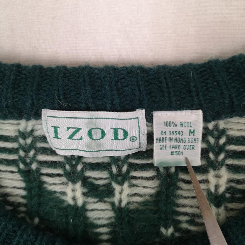 古着 USED ニット、セーター 長袖 IZOD 雪 フェアアイル ノルディック柄 ニット 丸首 クルーネックセーター M 緑 / グリーン / green メンズ USED 古着 中古 50165585