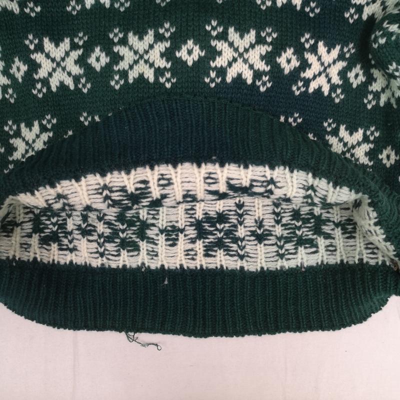 古着 USED ニット、セーター 長袖 IZOD 雪 フェアアイル ノルディック柄 ニット 丸首 クルーネックセーター M 緑 / グリーン / green メンズ USED 古着 中古 50165585