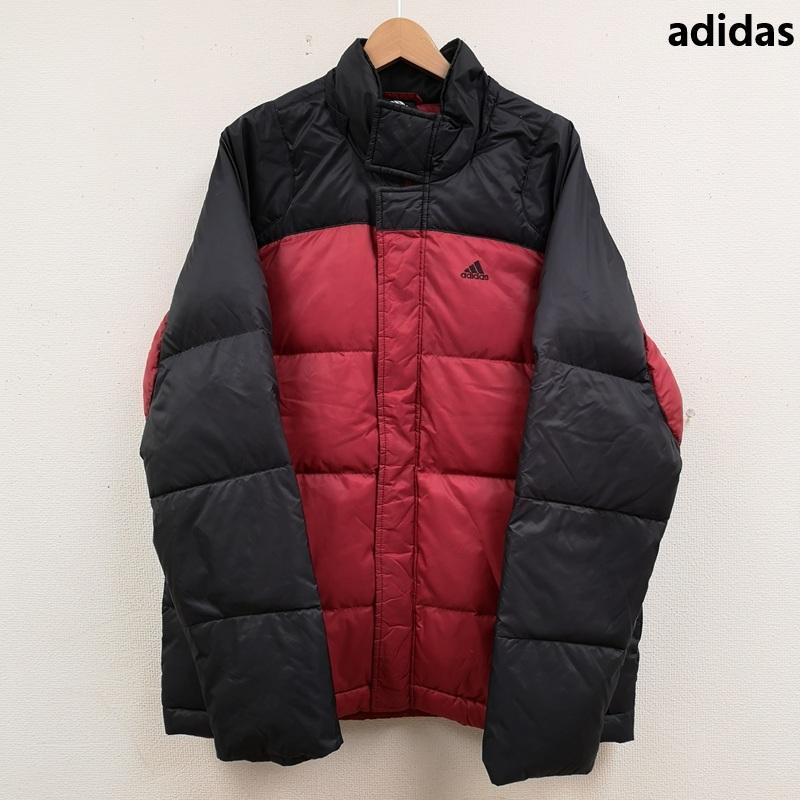 アディダス adidas ジャケット、上着 ダウンジャケット バイカラー 中綿 フラップ パフォーマンスロゴ 前立て ダウンジャケット L 赤 / レッド / red メンズ USED 古着 中古 50165586