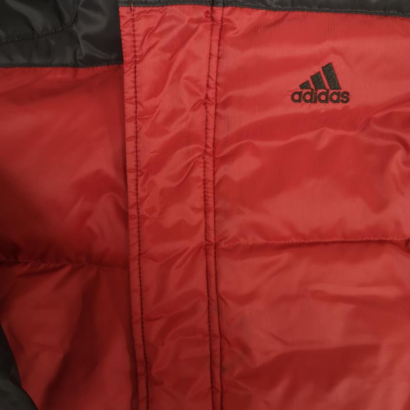 アディダス adidas ジャケット、上着 ダウンジャケット バイカラー 中綿 フラップ パフォーマンスロゴ 前立て ダウンジャケット L 赤 / レッド / red メンズ USED 古着 中古 50165586
