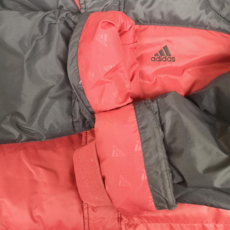 アディダス adidas ジャケット、上着 ダウンジャケット バイカラー 中綿 フラップ パフォーマンスロゴ 前立て ダウンジャケット L 赤 / レッド / red メンズ USED 古着 中古 50165586