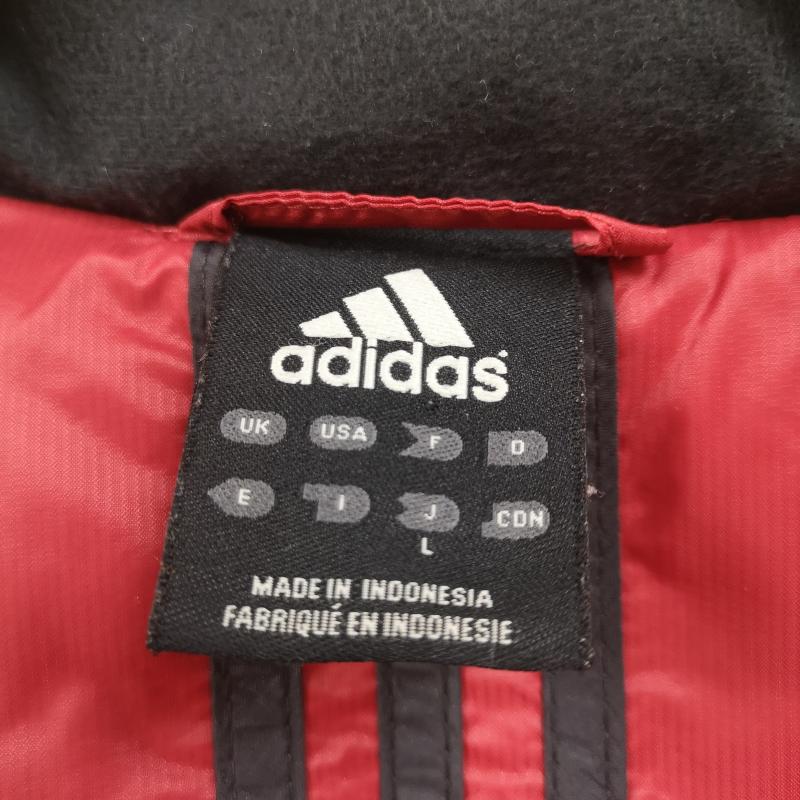 アディダス adidas ジャケット、上着 ダウンジャケット バイカラー 中綿 フラップ パフォーマンスロゴ 前立て ダウンジャケット L 赤 / レッド / red メンズ USED 古着 中古 50165586