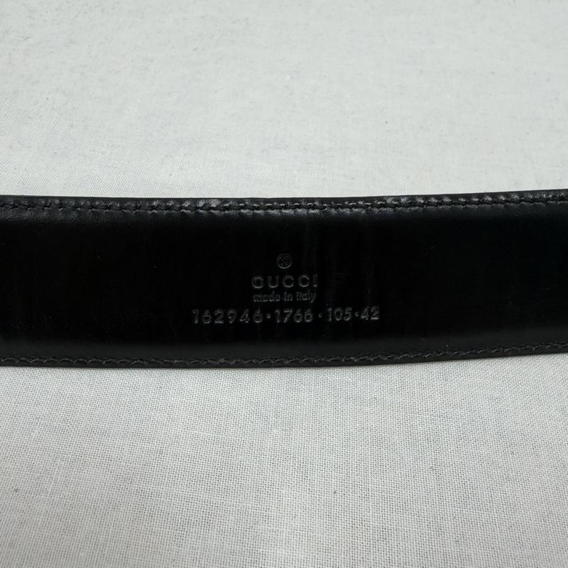 グッチ GUCCI ベルト・バックル ベルト GG 型押し レザー ベルト スクエア シルバー バックル ロゴ 刻印 シグネチャー シマ - ロゴ、文字 黒 / ブラック / black X 銀 / シルバー / silver color メンズ USED 古着 中古 50165587