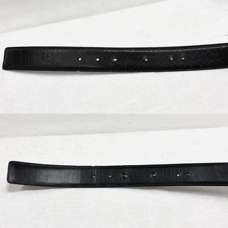 グッチ GUCCI ベルト・バックル ベルト GG 型押し レザー ベルト スクエア シルバー バックル ロゴ 刻印 シグネチャー シマ - ロゴ、文字 黒 / ブラック / black X 銀 / シルバー / silver color メンズ USED 古着 中古 50165587