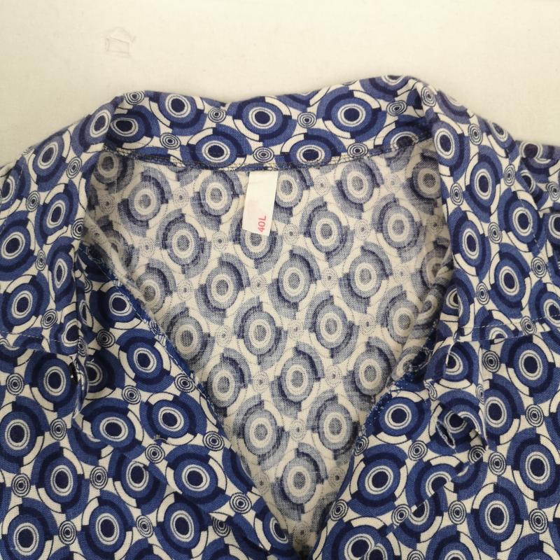 古着 USED シャツ、ブラウス 長袖 SANFOR 総柄 レトロ ボタンダウン ラウンドボタン 長袖シャツ 40 青 / ブルー / blue メンズ USED 古着 中古 50165590