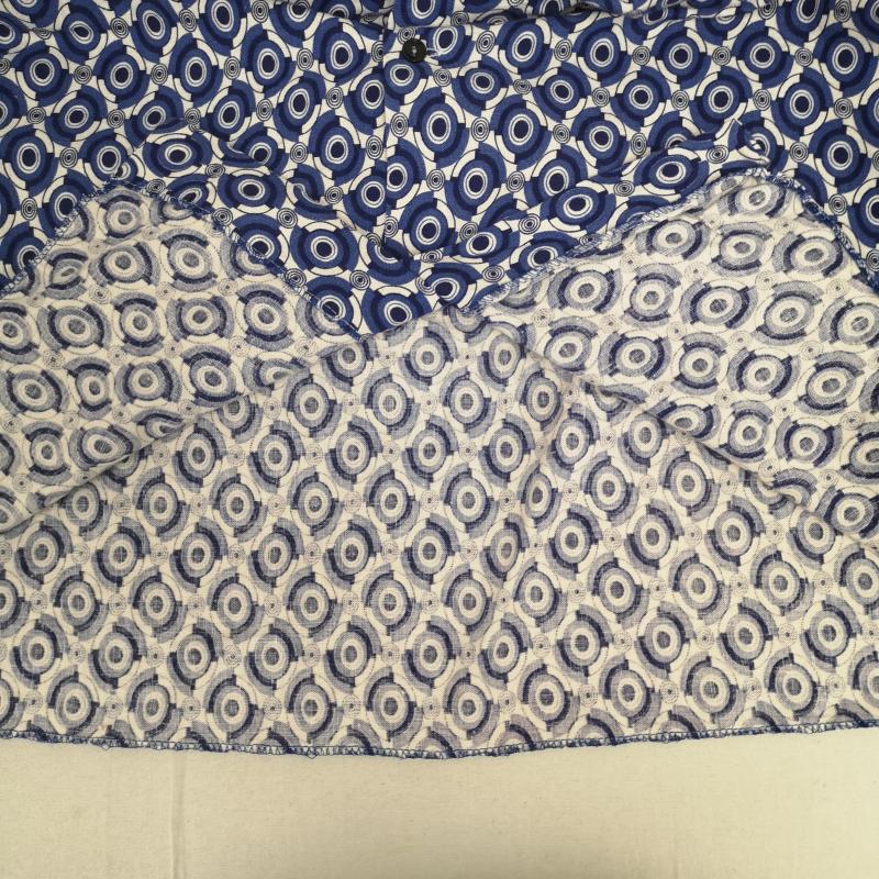 古着 USED シャツ、ブラウス 長袖 SANFOR 総柄 レトロ ボタンダウン ラウンドボタン 長袖シャツ 40 青 / ブルー / blue メンズ USED 古着 中古 50165590