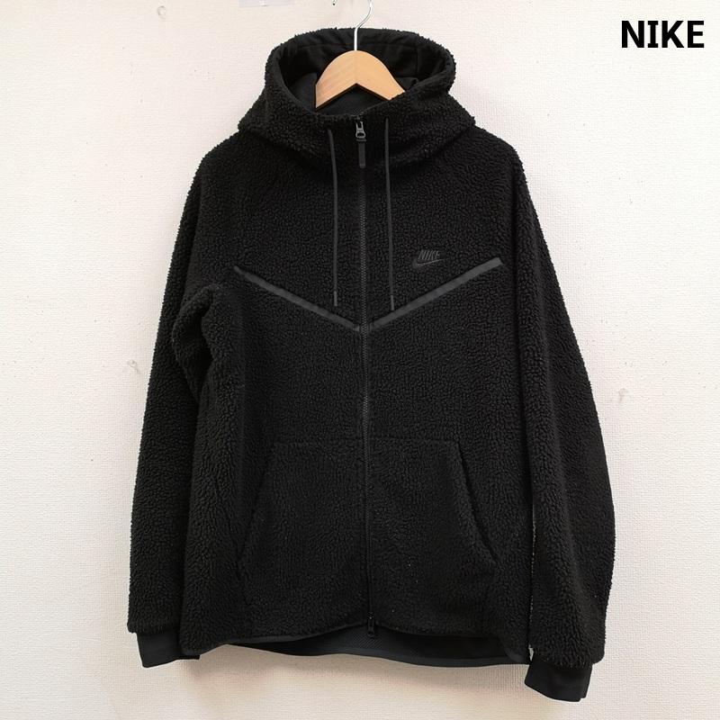 ナイキ NIKE ジャケット、上着 ジャケット、ブレザー フリース ジップアップパーカー V字型 ドローコード ボアジャケット AQ2768-010 L 黒 / ブラック / black メンズ USED 古着 中古 50165591