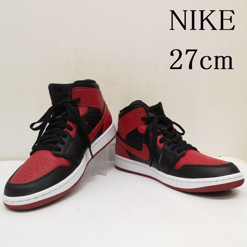 ナイキ NIKE スニーカー スニーカー Air Jordan 1 Mid Bred 554724-074 エアジョーダン1 ミッド ブレッド 27.0cm 黒 / ブラック / black X 赤 / レッド / red メンズ USED 古着 中古 50165605