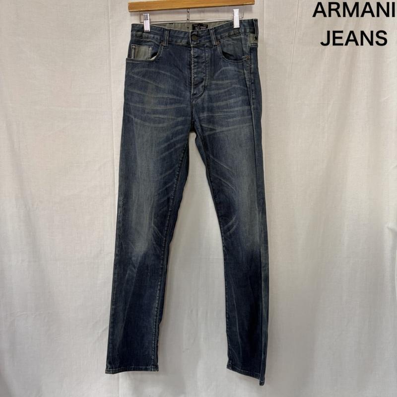 アルマーニ ジーンズ ARMANI JEANS パンツ デニム、ジーンズ J12 antifit 切り返しデザイン スキニーストレッチ デニムパンツ blue jeans US29 W29/L34 29インチ 無地 青 / ブルー / blue メンズ USED 古着 中古 50165606