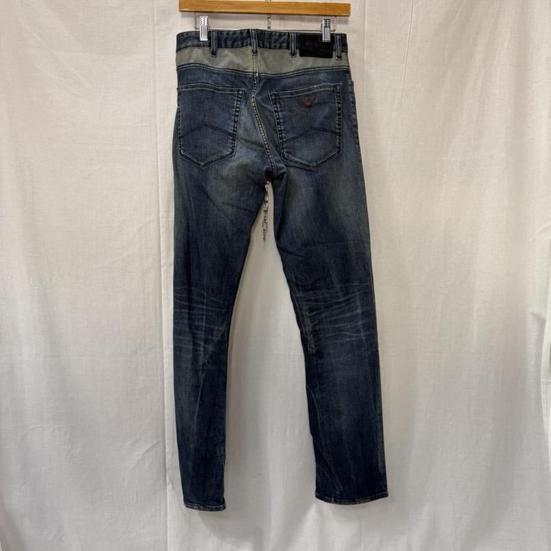 アルマーニ ジーンズ ARMANI JEANS パンツ デニム、ジーンズ J12 antifit 切り返しデザイン スキニーストレッチ デニムパンツ blue jeans US29 W29/L34 29インチ 無地 青 / ブルー / blue メンズ USED 古着 中古 50165606
