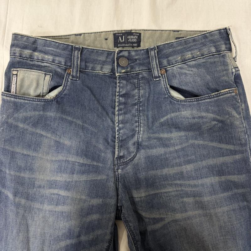 アルマーニ ジーンズ ARMANI JEANS パンツ デニム、ジーンズ J12 antifit 切り返しデザイン スキニーストレッチ デニムパンツ blue jeans US29 W29/L34 29インチ 無地 青 / ブルー / blue メンズ USED 古着 中古 50165606