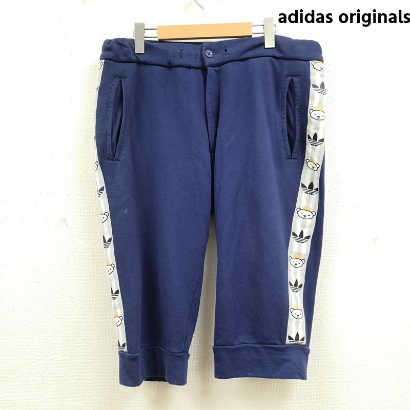 アディダスオリジナルス adidas originals パンツ ショートパンツ NIGO 熊 クラウンベアー トレフォイル 三つ葉 スウェット 7分丈 クロップドパンツ S24528 3L 紺 / ネイビー / navy メンズ USED 古着 中古 50165607