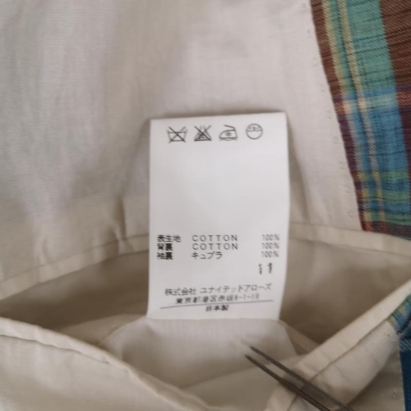 ユナイテッドアローズ UNITED ARROWS ジャケット、上着 ジャケット、ブレザー 日本製 マドラスチェック パッチワーク テーラードジャケット 1121-272-0095 46 青 / ブルー / blue メンズ USED 古着 中古 50165610