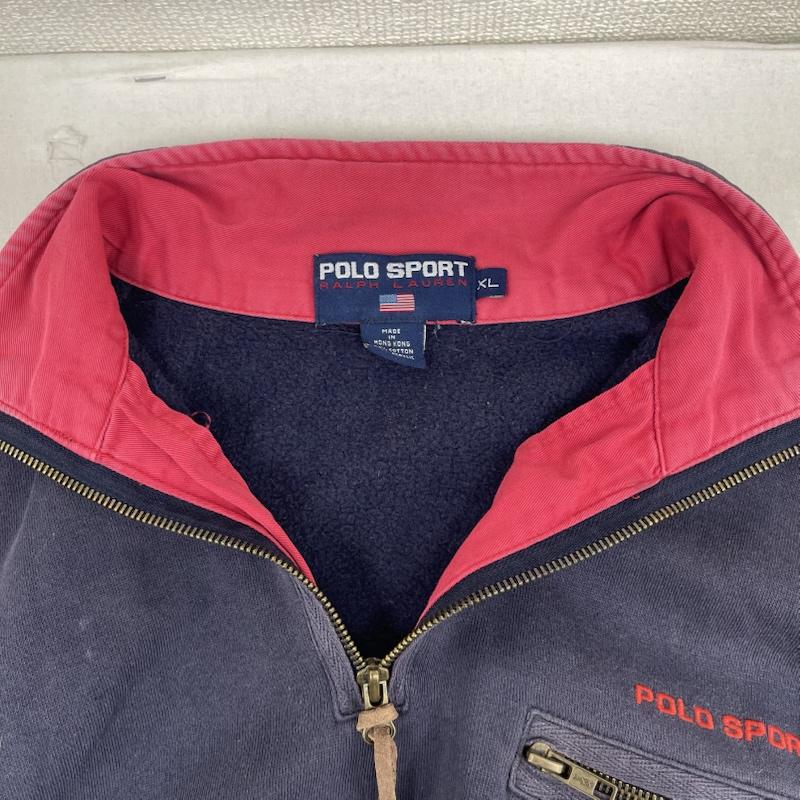 ポロスポーツラルフローレン POLOSPORT トレーナー 長袖 90s ヴィンテージ ハーフジップ スウェット シャツ パーカー XL 紺 / ネイビー / navy メンズ USED 古着 中古 50165616