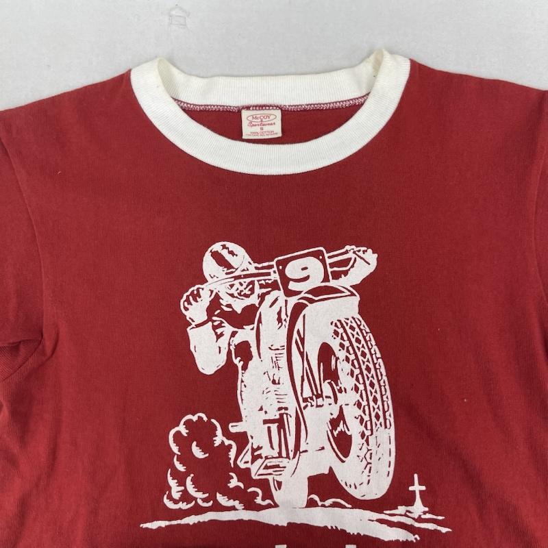 マッコイズ MCCOY`S Tシャツ 半袖 Steeplechase モーターサイクル グラフィック Tシャツ カットソー S 赤 / レッド / red メンズ USED 古着 中古 50165617