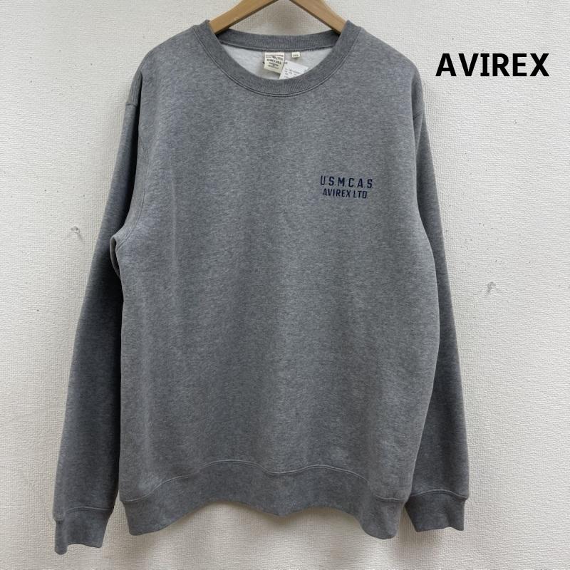 アヴィレックス AVIREX トレーナー 長袖 ミリタリー グラフィック 裏起毛 クルーネック スウェット 783-4232011 XXL 灰 / グレー / gray メンズ USED 古着 中古 50165618
