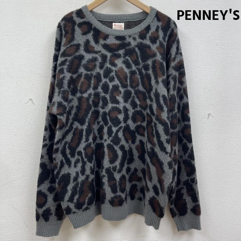 ペニーズ PENNEY S ニット、セーター 長袖 別注 モヘヤタッチ クルーネック シャギー ニット セーター レオパード柄 pn23aw-01 L マルチカラー / マルチカラー / multicolor メンズ USED 古着 中古 50165619