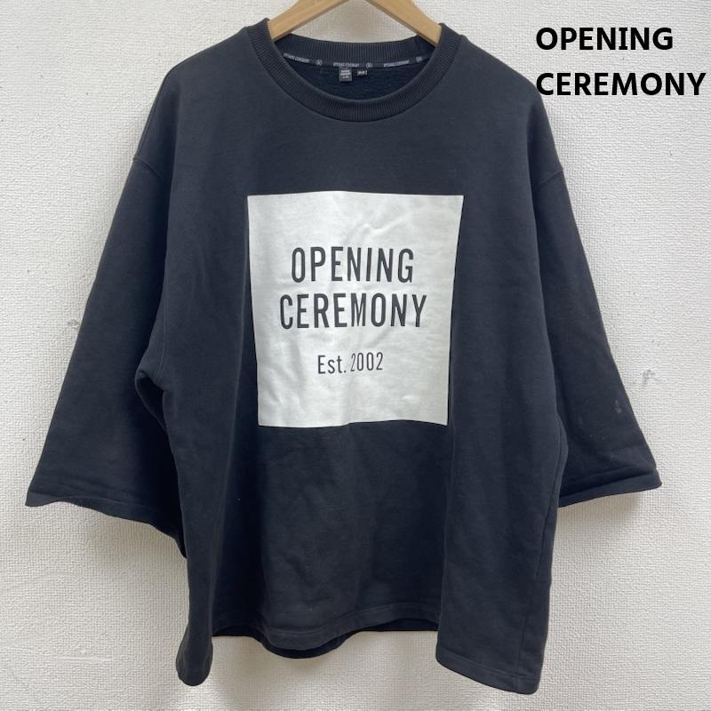 オープニング セレモニー OPENING CEREMONY Tシャツ 七分袖 Logo Sweatshirt Tee ボックス ロゴ 五分 七分丈 スウェット Tシャツ M 黒 / ブラック / black メンズ USED 古着 中古 50165623