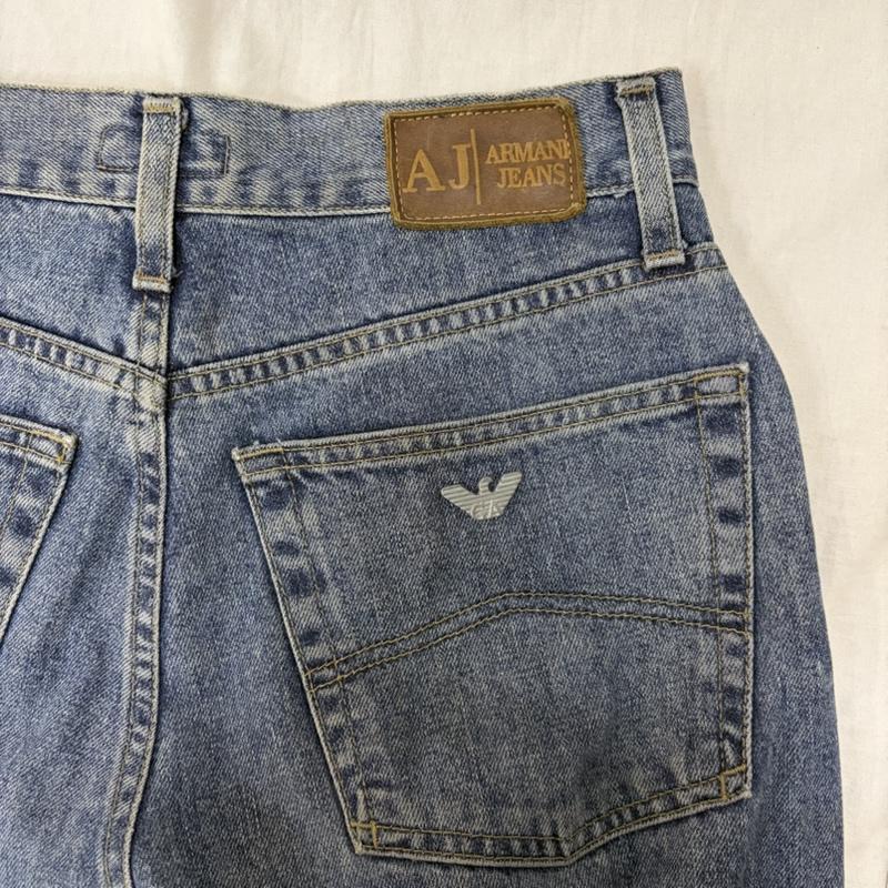 アルマーニ ジーンズ ARMANI JEANS パンツ デニム、ジーンズ テーパードデニムパンツ ロゴモチーフ 30インチ 無地 X ロゴ、文字 青 / ブルー / blue メンズ USED 古着 中古 50165625