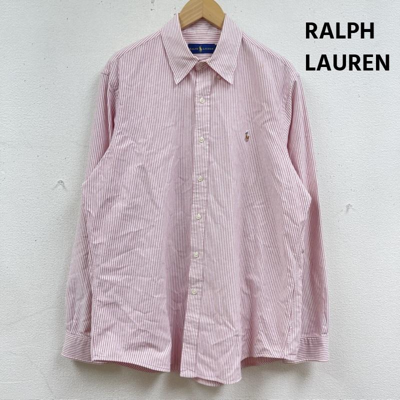 ラルフローレン RALPHLAUREN シャツ、ブラウス 長袖 ポニー刺繍 ストライプ柄 長袖 カジュアル ワイシャツ L 桃 / ピンク / pink メンズ USED 古着 中古 50165631