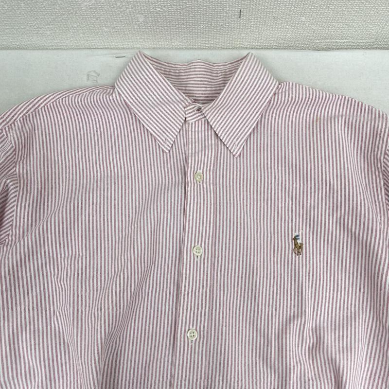 ラルフローレン RALPHLAUREN シャツ、ブラウス 長袖 ポニー刺繍 ストライプ柄 長袖 カジュアル ワイシャツ L 桃 / ピンク / pink メンズ USED 古着 中古 50165631