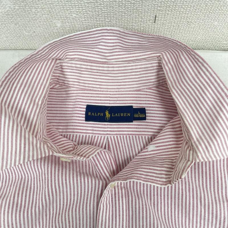 ラルフローレン RALPHLAUREN シャツ、ブラウス 長袖 ポニー刺繍 ストライプ柄 長袖 カジュアル ワイシャツ L 桃 / ピンク / pink メンズ USED 古着 中古 50165631