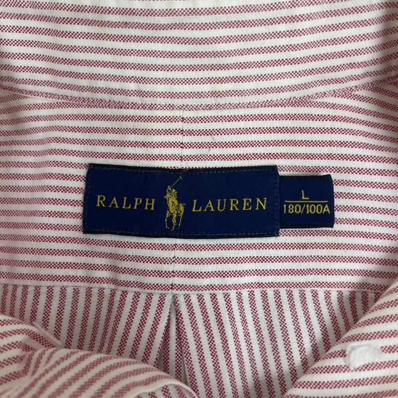 ラルフローレン RALPHLAUREN シャツ、ブラウス 長袖 ポニー刺繍 ストライプ柄 長袖 カジュアル ワイシャツ L 桃 / ピンク / pink メンズ USED 古着 中古 50165631