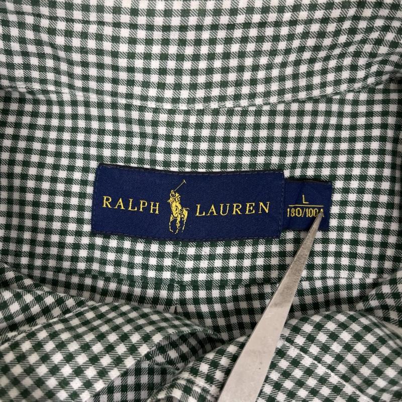 ラルフローレン RALPHLAUREN シャツ、ブラウス 長袖 ポニー刺繍 ギンガムチェック柄 ボタンダウン カジュアル シャツ L 緑 / グリーン / green メンズ USED 古着 中古 50165633