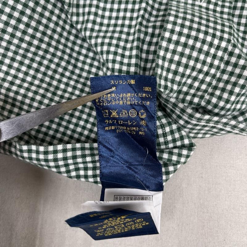 ラルフローレン RALPHLAUREN シャツ、ブラウス 長袖 ポニー刺繍 ギンガムチェック柄 ボタンダウン カジュアル シャツ L 緑 / グリーン / green メンズ USED 古着 中古 50165633