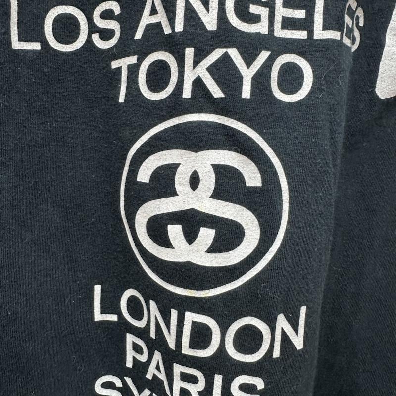 ステューシー STUSSY Tシャツ 半袖 90s USA製 紺タグ World Tour Tee ワールドツアー プリント Tシャツ M 黒 / ブラック / black メンズ USED 古着 中古 50165634
